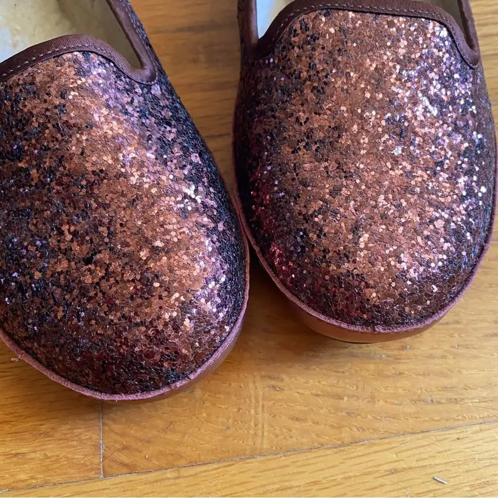 UGG Australia | Alloway Glitter Flats Loafers Slip-on Chocolate Red Size 6.5